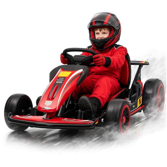 Mukidy 24V Go Kart Ride on Toys Electric Go Kart for Boys Girls Age 6-12 Years Old, Red