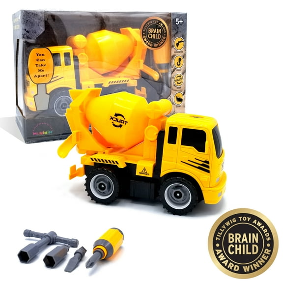 MukikiM Construct A Truck - Mixer. Take it apart & put it back together + Friction powered(2-toys-in-1!) Awesome award winning toy that encourages creativity!