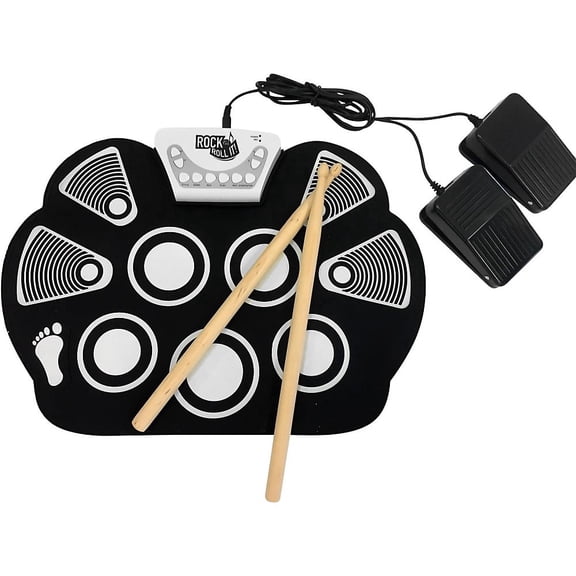 MukikiM Rock And Roll It - Drum. Flexible and Portable. Professional Drum Sounds. Battery or USB powered. Drum Sticks + Pedals included!