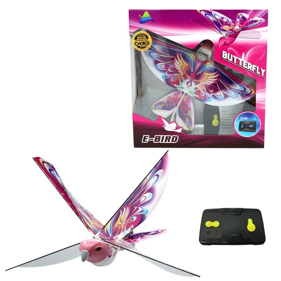 MukikiM eBird Pink Butterfly - Creative Child Preferred Choice Award Winning Flying RC Toy - Remote Control Bionic Bird (Newest 2.4GHz Version Featuring USB Charging)