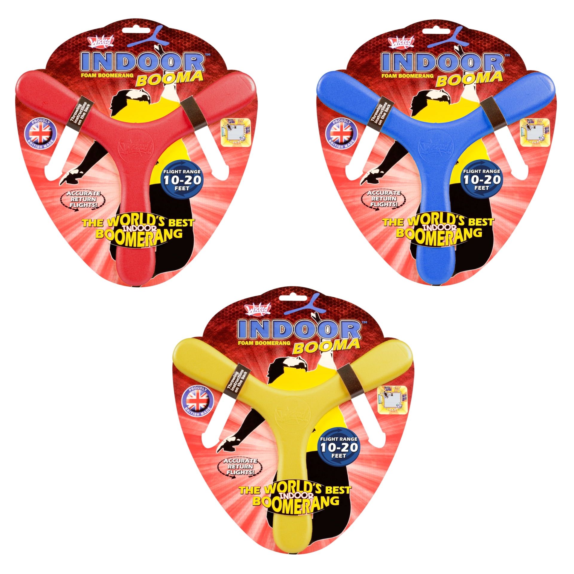 WICKED Indoor Foam Boomerang, Assorted Colors, Memorang Foam, Fun
