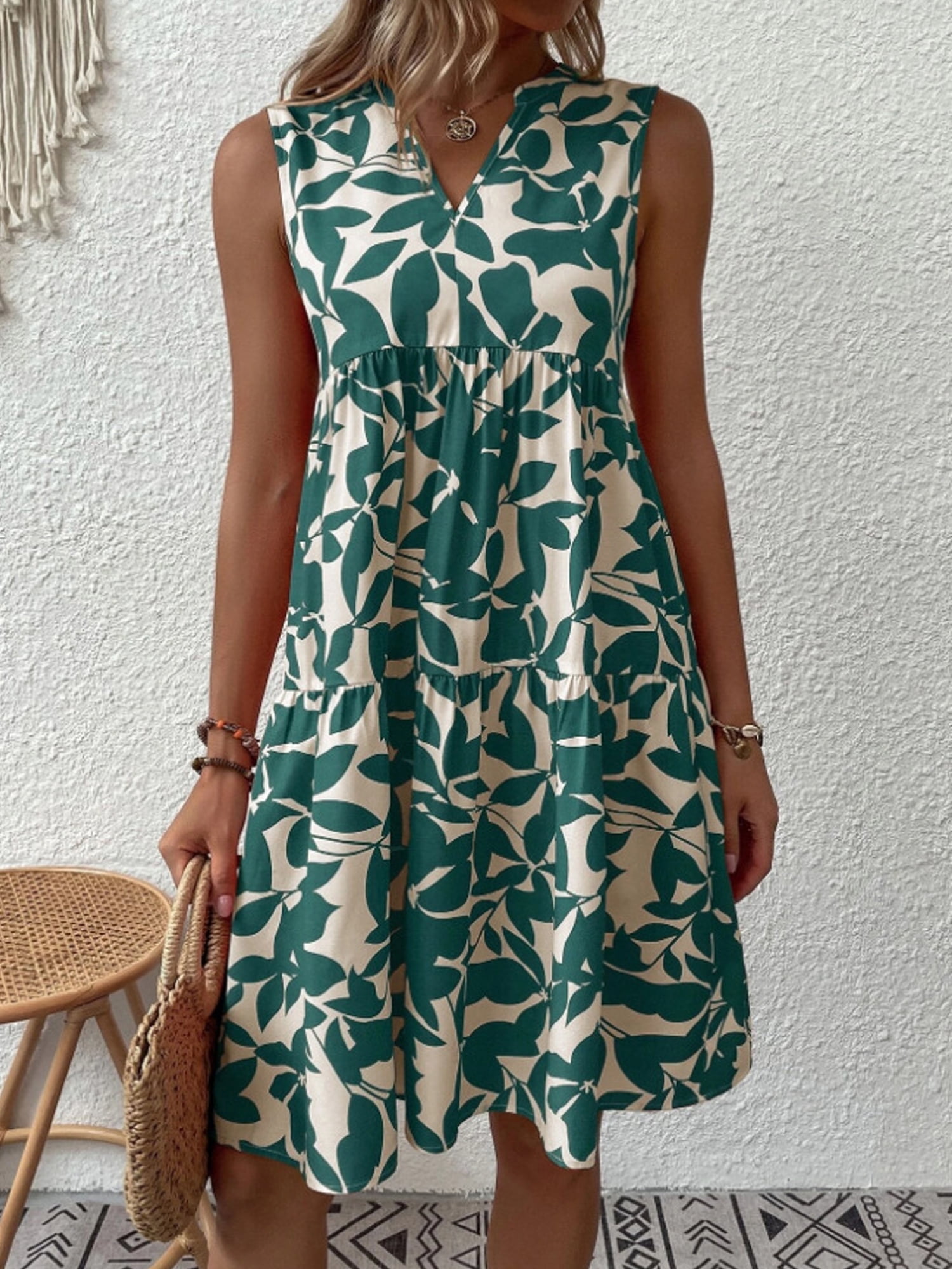 Mukola Summer Dress for Women V Neck Boho Floral Print Sundress — free download