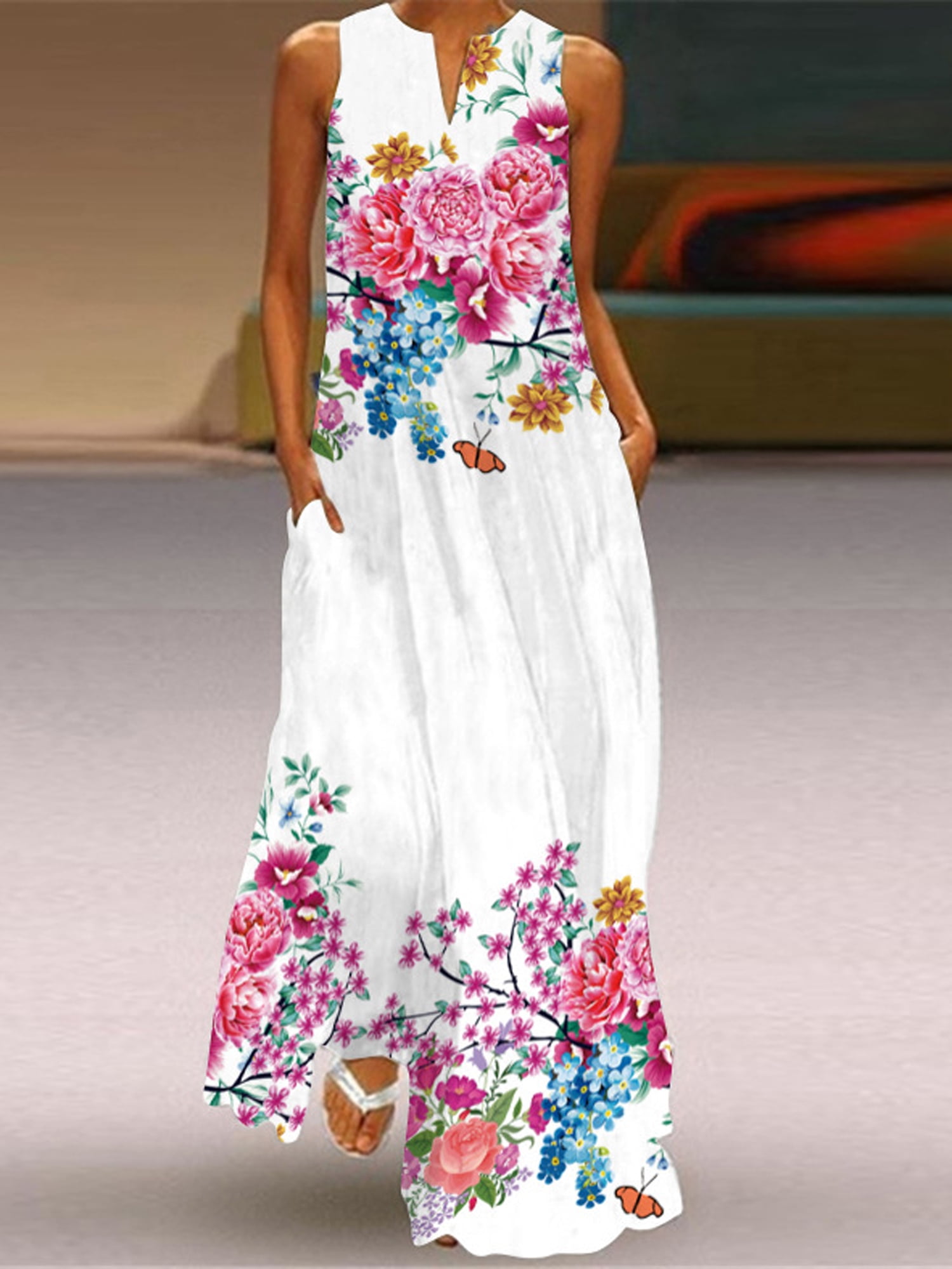 Mukola Women's Summer Sleeveless Loose Maxi Dress Casual Long Dress ...