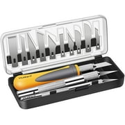 MulWark 16pc Precision Craft Hobby Exacto Knife Set Kit, Sharp Scalpel Razor Xacto Knives Tool for Art, Architecture Modeling, Scrapbooking Felt&Wood&Leather Working-Stencil, Scoring, Chiseling Blades