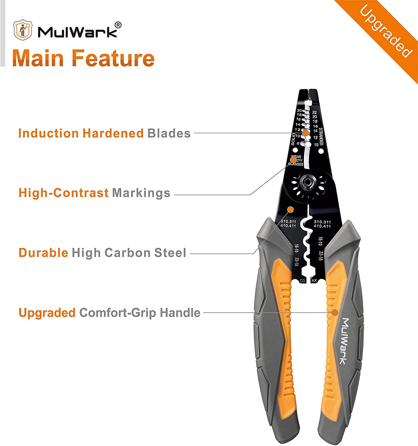 MulWark 8 Multi-Purpose Electrical Wire Stripping Tool Snips, Crimpers & Pliers