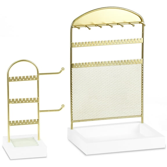 Mulaibdin Jewelry Organizer Stand, Jewelry Holder with Metal Frame, Necklace Bracelet Earring Storage, Display Jewellery Jewelry Tower Rings Rack Holder Display for Gift, Home Decor (Gold)