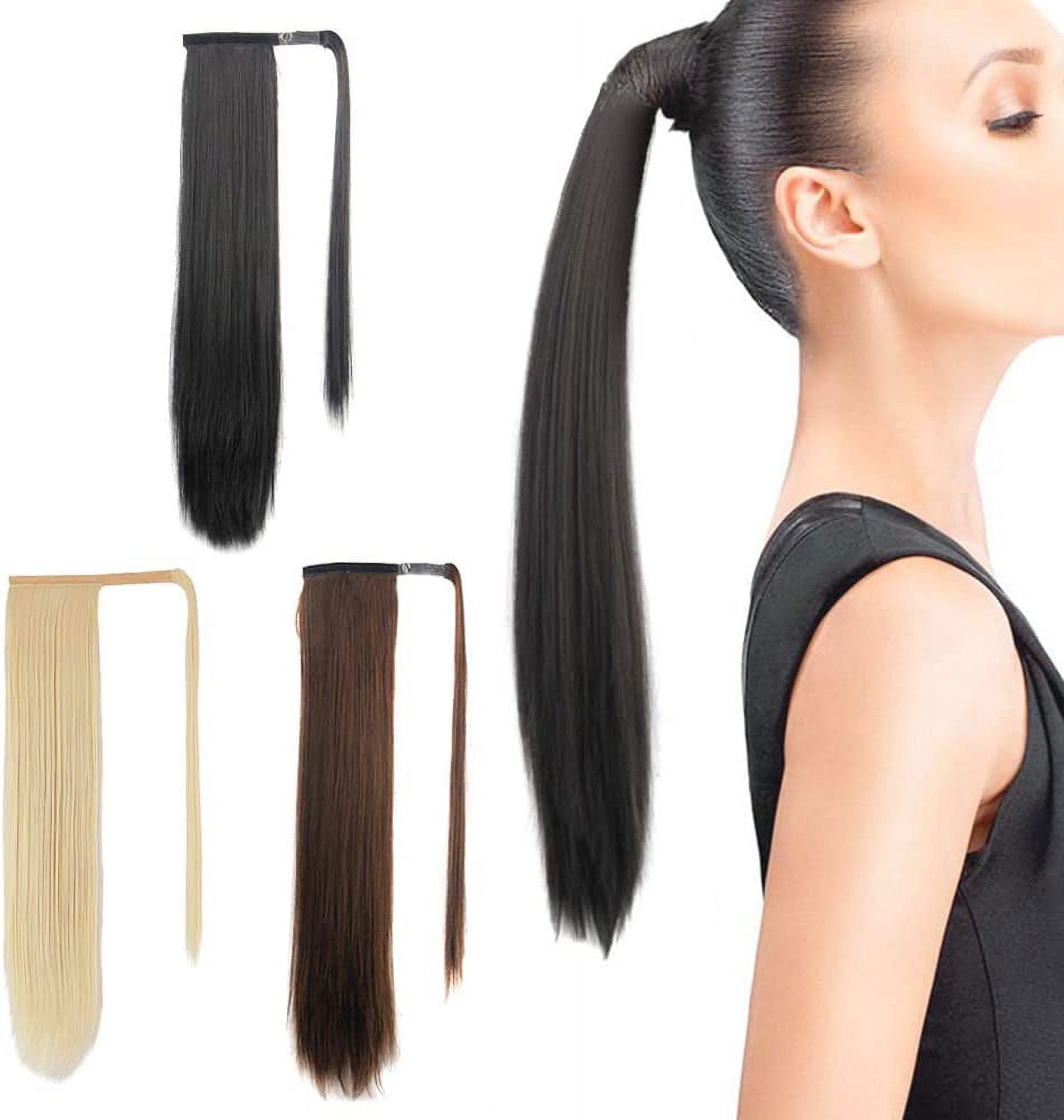 Mulaibdin Long Straight Ponytail Extension 24 Inch Tape in Hair ...