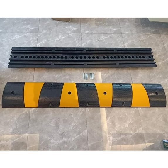 Mulanimo 2Pcs Premium Rubber Speed Bump with 2-channel 22046lbs Load Capacity Extra Long Cable Protector Ramp