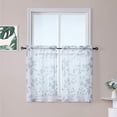 thumbnail image 1 of Mulanimo Kitchen Curtains Leaves Pattern Small Sheer Tier Curtains with Rod Pocket Bathroom Window Curtain Small Curtains, 26" W x 24" L, Set of 2, 1 of 7