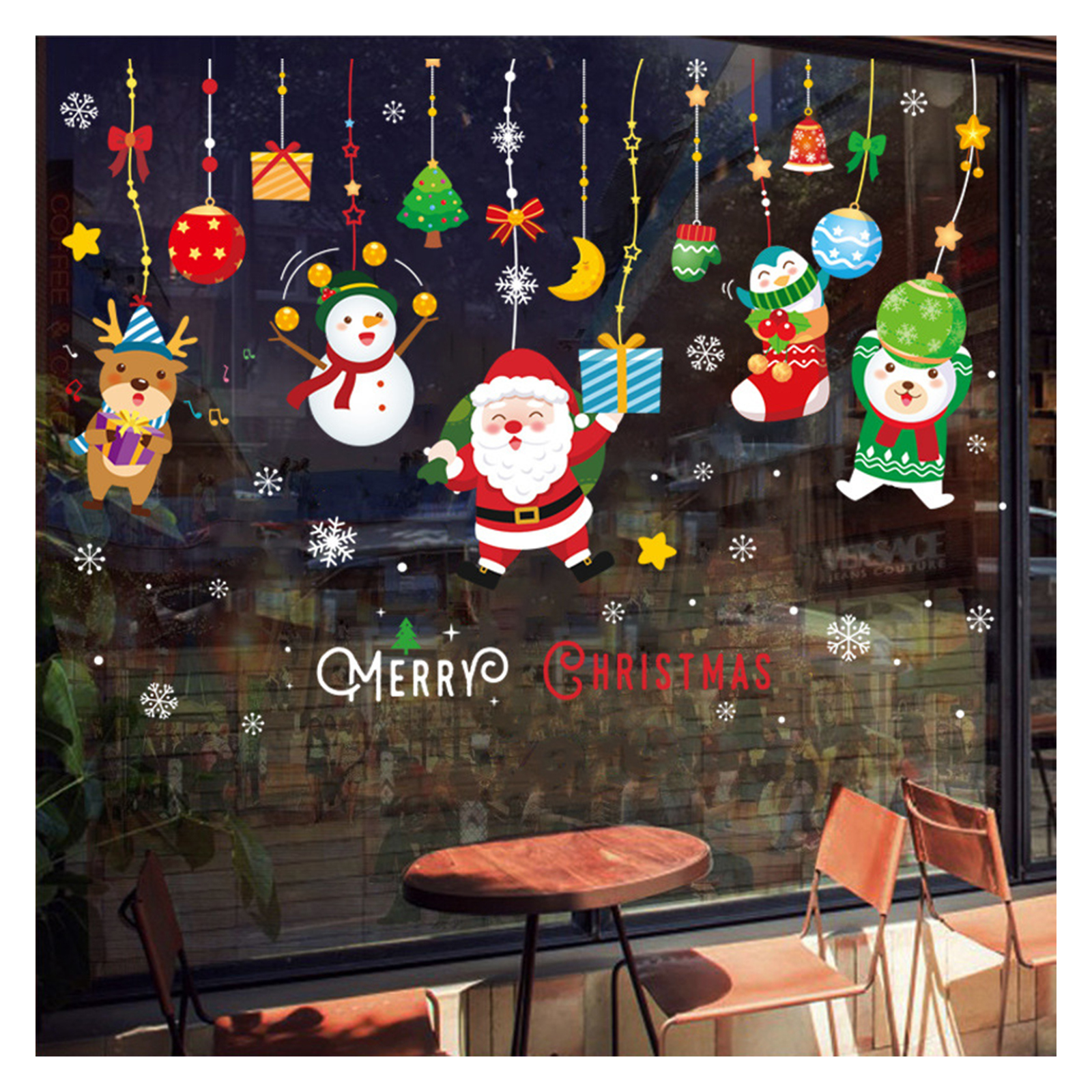 Mulanimo PVC Christmas Window Stickers Decals Glue Free Window Clings