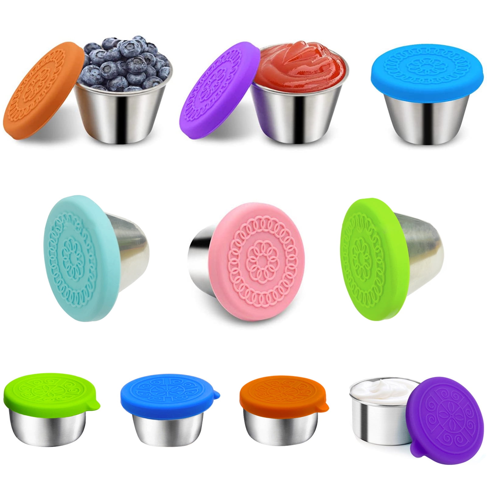 Mulanimo Salad Dressing Cups Sauce Container Reusable Leakproof 304