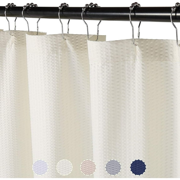Mulanimo Water Repellent Soft Microfiber Fabric Shower Curtain for Bathroom, Decorative Embossed Pattern, Cream, 72x72 Inches