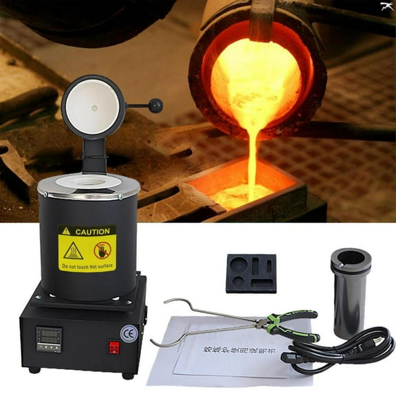 Mulaxen 1400W Propane Melting Furnace ,Smelting Furnace Kit Crucible 2000F(1150℃) Electric Metal Melting Furnace Tools Accessories Parts Craft Mold Gloves for Beginners Home Gold Foundry Smelter Forge