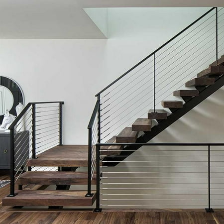 Mulaxen 6'6" Stainless Steel Handrail Black Rectangular Handrail Top Rail Cable Railing System Deck Stair Indoor Outdoor