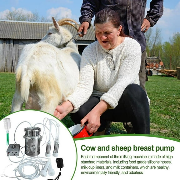 Mulaxen 7L Cow Milking Machine, Rechargeable Battery Powered Speed Adjustable Pulsating Vacuum Pump, 304 Stainless Steel Milk Bucket with Auto Stop Check Valve Cow Milker Machine (Pro Model)