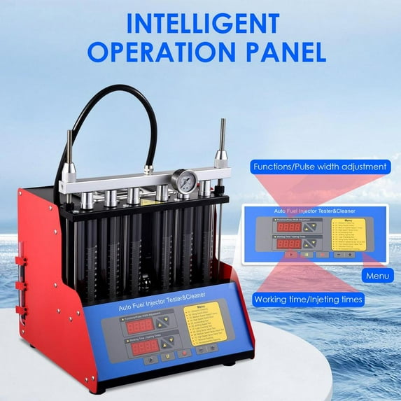 Mulaxen Automotive Fuel Cleaning Tester Tools Launch Fuel Injection System Cleaning Tester 6-Cylinder Petrol Fuel Injector Cleaner and Tester Ultrasonic Wave Fuel Injector Cleaner Tester 110V