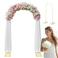 thumbnail image 1 of Mulaxen Backdrop Stand Wedding Arch Backdrop Stand Set of 3 Gold Metal Arch Backdrop Stand for Wedding Ceremony Baby Shower Birthday Party Garden Floral Balloon Arch Decoration, 1 of 6