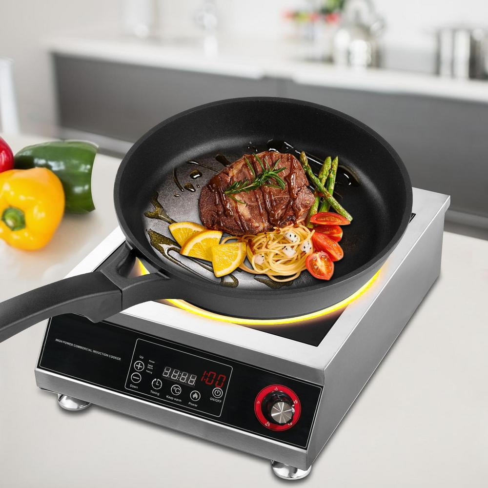 Mulaxen Commercial Induction Cookers, 5000W Induction Burner with 10 Power levels,Portable Ceramic Infrared Hot Plate, Countertop Burner with Warm Function, Black, 110V