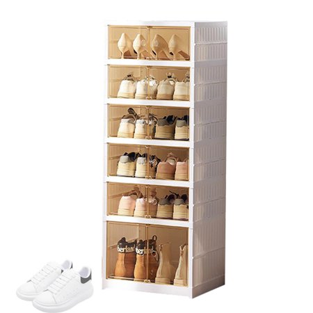Mulaxen Foldable Shoe Rack 6-Tier Portable Shoe Carousel for Storage Enclosed Shoe Rack Shoe Rack Storage Cabinet Shoe Box Storage Containers for Closet Entryway friendly