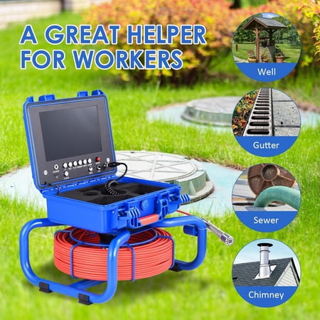 Mulaxen Sewer Inspection Camera Pipe Camera with 164 Ft Cable 9 Inch Video Screen 1080P Industrial Drain Camera with 12pcs Lights 16GB Card successful
