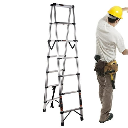 Mulaxen Telescopic Ladder 8.6ft Portable Extension Multi-purpose Ladder Non-slip Feet 330lb Load Capacity Ladder for Housework Gutter Cleaning physical