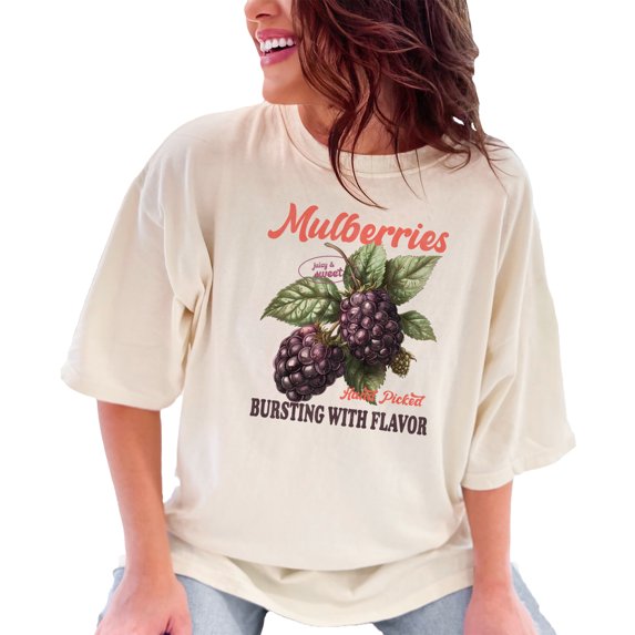 Mulberries hand picked t-shirt sweet bursting with flavor graphic tee fruit lovers vintage design shirt, Ivory Comfort Colors T-Shirt, 2XL
