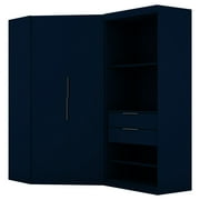 Mulberry 2.0 Semi Open 2 Sectional Modern Wardrobe Corner Closet with 2 Drawers - Set of 2 in Tatiana Midnight Blue
