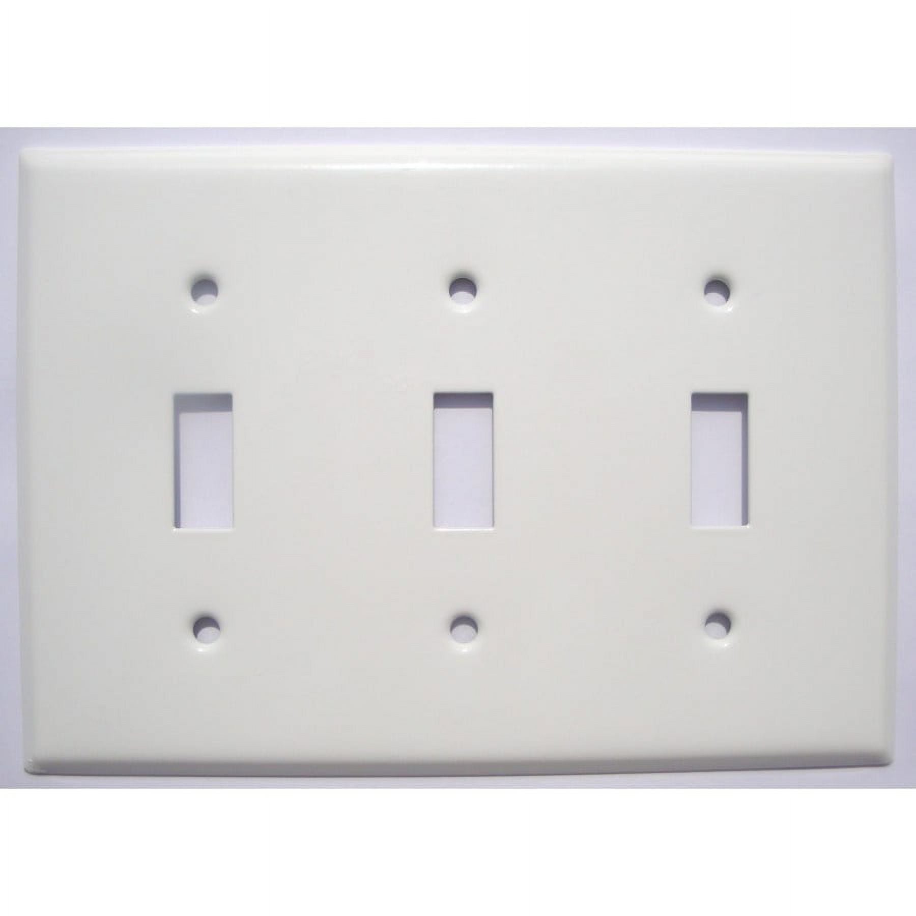 White Metal 3-Gang Toggle Switch Wall Plate