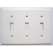Mulberry 86073 3-Gang Toggle Light Switch Wall Plate, Standard Size Cover, Painted Steel, White