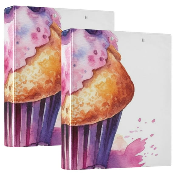 Mulberry Cake 3 Ring Binders 1.5 inch Hardcover File Folders with Interior Pockets A4 Size Organizer for School Office Hospital