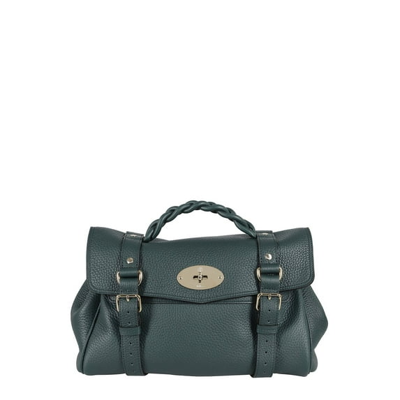 Mulberry Female Woman's Alexa Heavy Green Leather Handbag Green