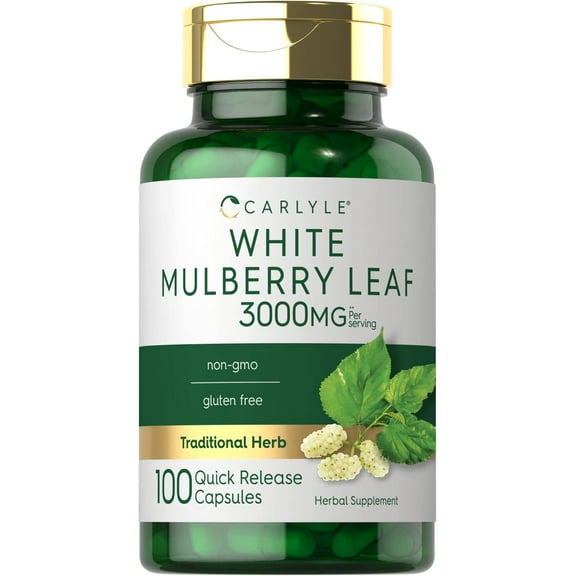 Mulberry Leaf Extract Supplement for Men and Women | 3000mg | 100 Capsules | by Carlyle