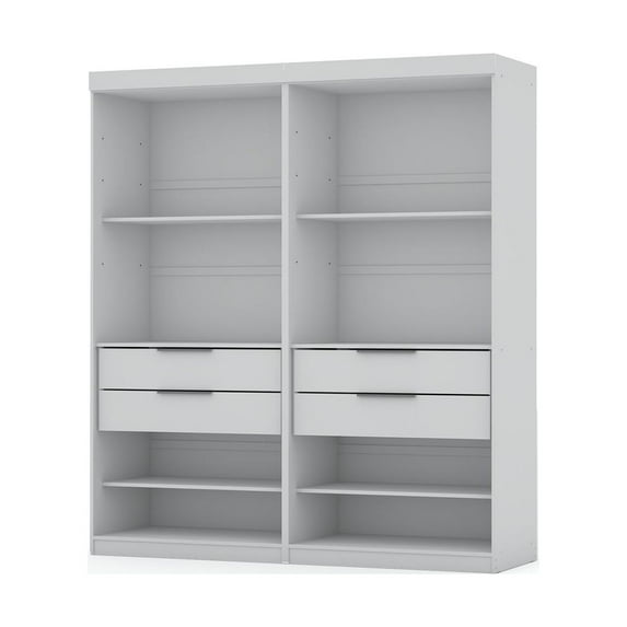 Manhattan Comfort Mulberry 2-Piece Wood Open Sectional Closet Set in White