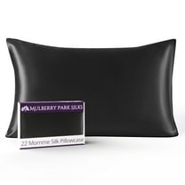 Mulberry Park 100% Silk Pillowcase - 22 Momme, Grade 6A Mulberry Silk - Deep Envelope Closure - Black/Standard (20" x 26")