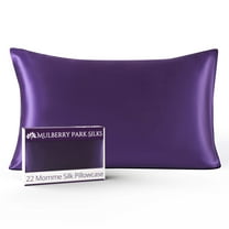 Mulberry Park 100% Silk Pillowcase - 22 Momme, Grade 6A Mulberry Silk - Deep Envelope Closure - Plum/Standard (20" x 26")
