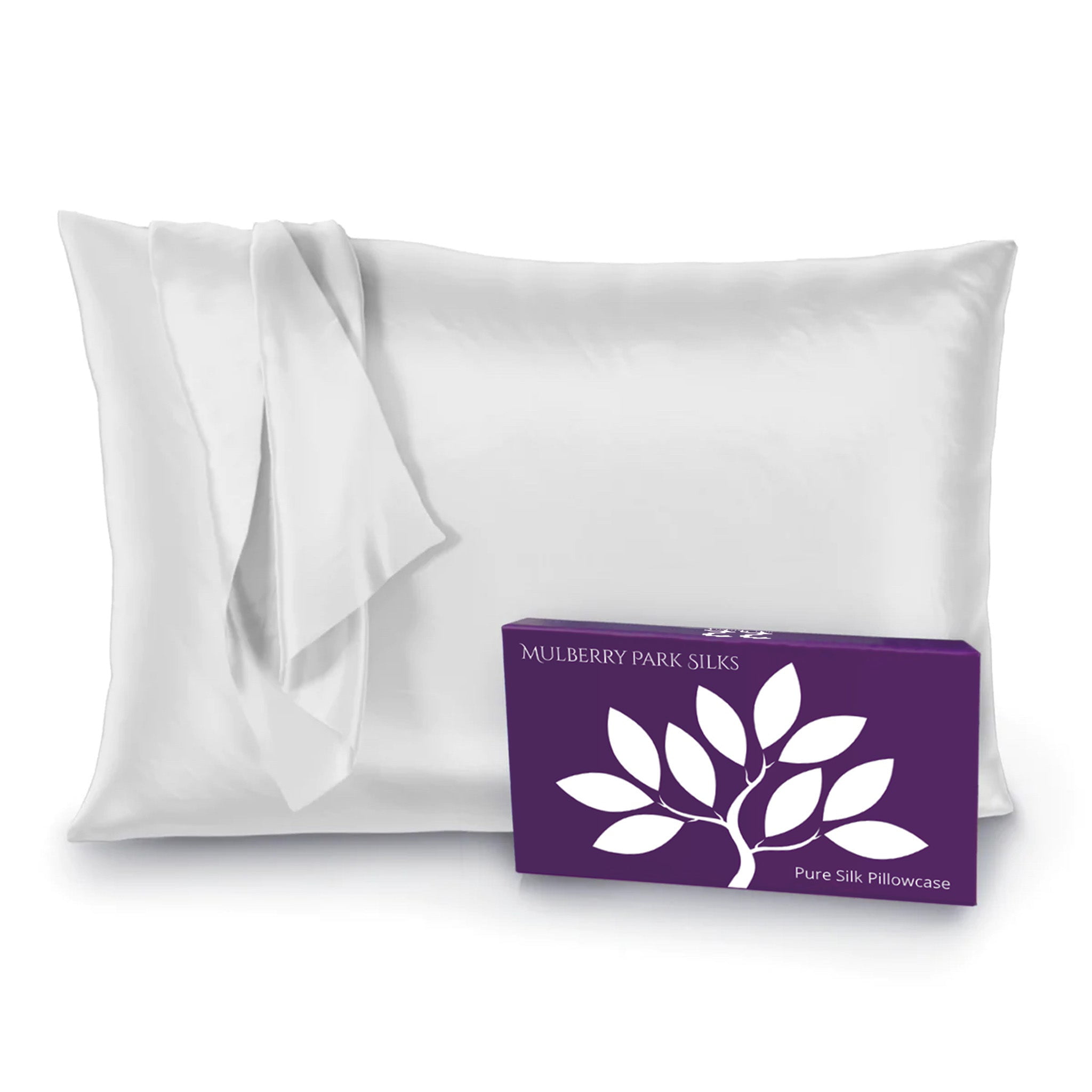 White 22 Momme Silk Standard Pillowcase with Envelope Closure