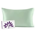 thumbnail image 1 of Mulberry Park 19 Momme 100% Silk Pillowcase for Hair and Skin - King 20" x 36", Envelope Closure, Green, 1 of 9