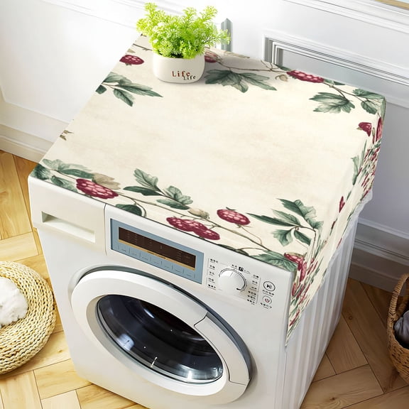 Mulberry PatternWasher and Dryer Covers Dust-Proof and Oil Resistant Fridge Cover with 4 Storage Pockets Washing Machine Top Cover for Laundry Kitchen Home 51.2 x 22 In