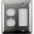 thumbnail image 1 of Mulberry Princess Style Satin Stainless Steel 2 Gang Switch Plate - 1 Duplex Outlet Opening 1 GFI/Rocker Opening, 1 of 1