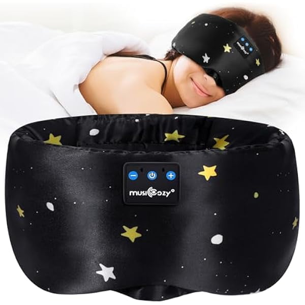 Mulberry Silk Bluetooth Sleep Mask with HD Stereo Sound, Wireless Sleep Headband Headphones for Side Sleepers, Adjustable Size, Total Light Blocking, Perfect for Travel Relaxation Sleep