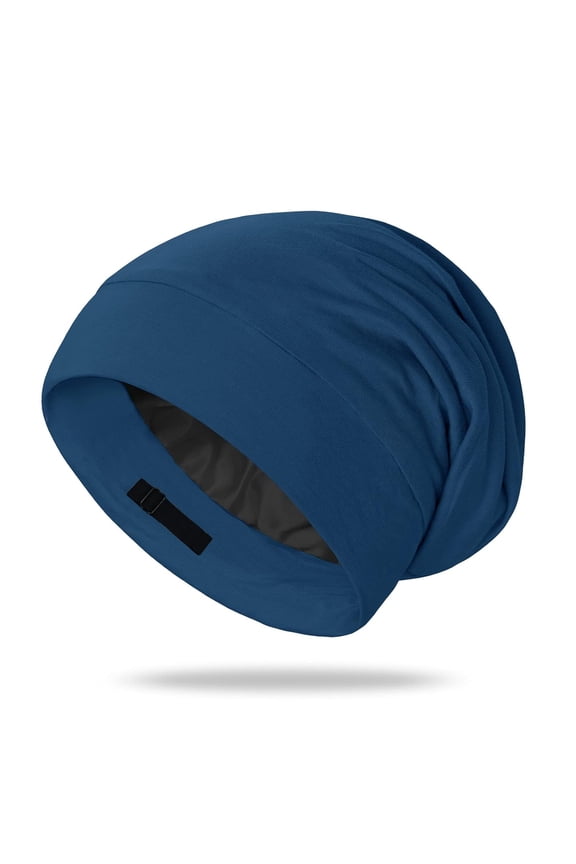 Mulberry Silk Bonnet for Men, Mens Bonnet for Curly Hair, 100% Real Silk Hair Bonnet for Sleeping, Night Cap for Frizzy Hair, Royalblue