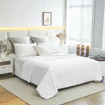 Mulberry Silk Comforter for All Season,100% Long Strand Silk Fill, Noiseless Cotton Shell (White 104"x 90")