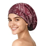 Mulberry Silk Hair Bonnet for Sleeping Women Men, Real Silk Lining, Not Satin, Stay On All Night Sleep Bonnet with Adjustable Strap for Curly Short Long Fine Hair, Red