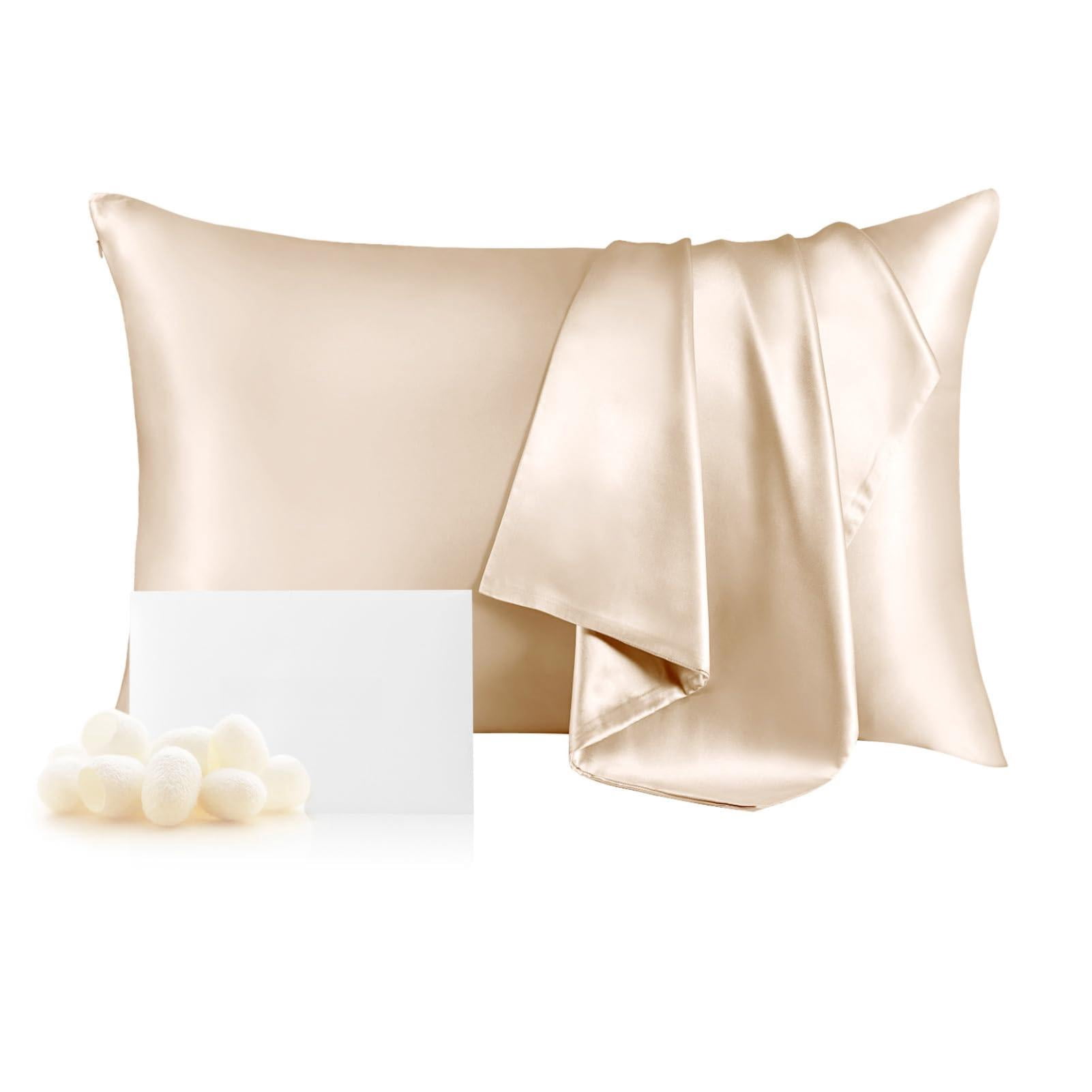 Mulberry Silk Pillowcase For Hair And Skin  Soft Smooth With Zipper Both Sides Grade 6a+ (standard 20"x26" Beige)