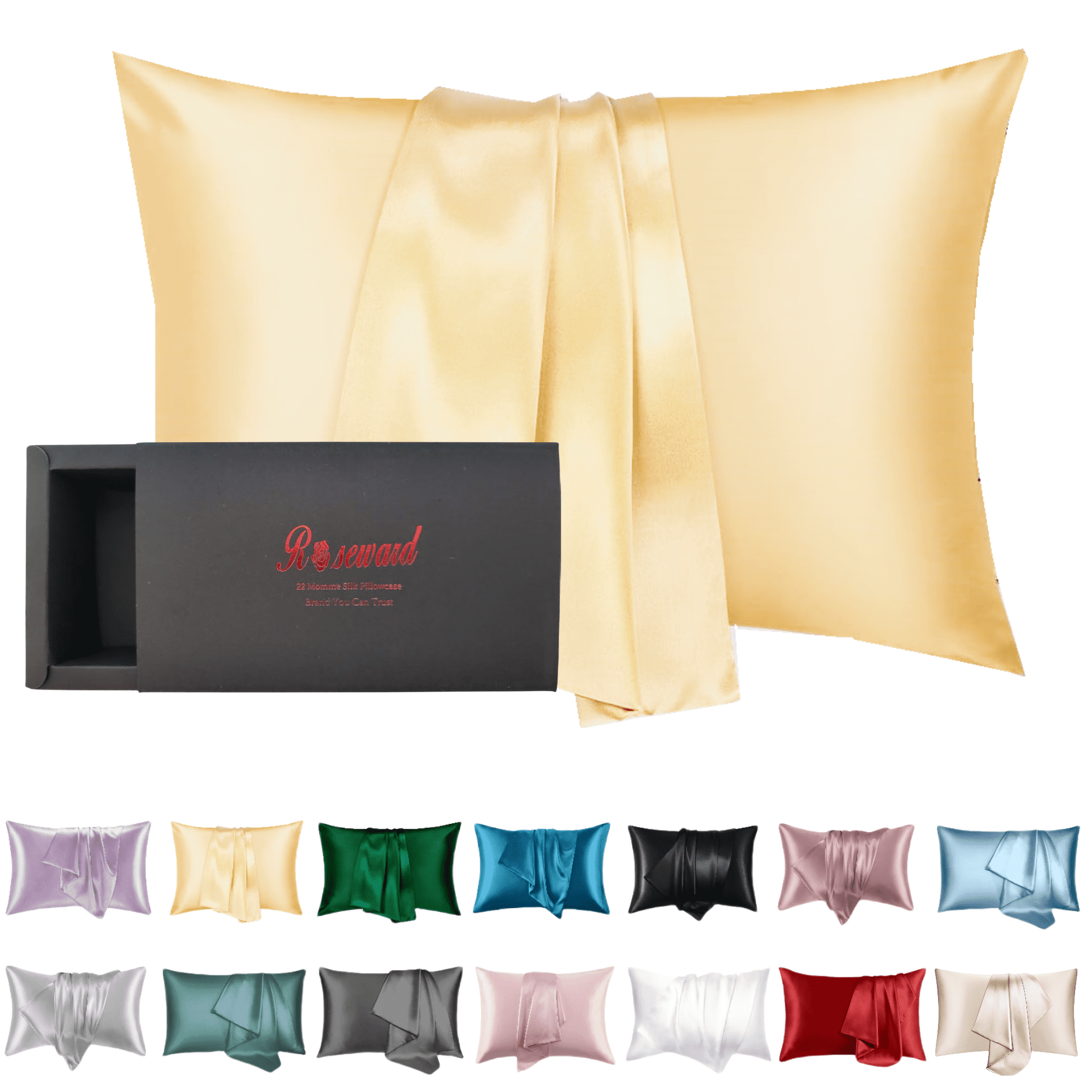 Mulberry Silk Pillowcase for Hair and Skin Made in USA, Real 22 Momme