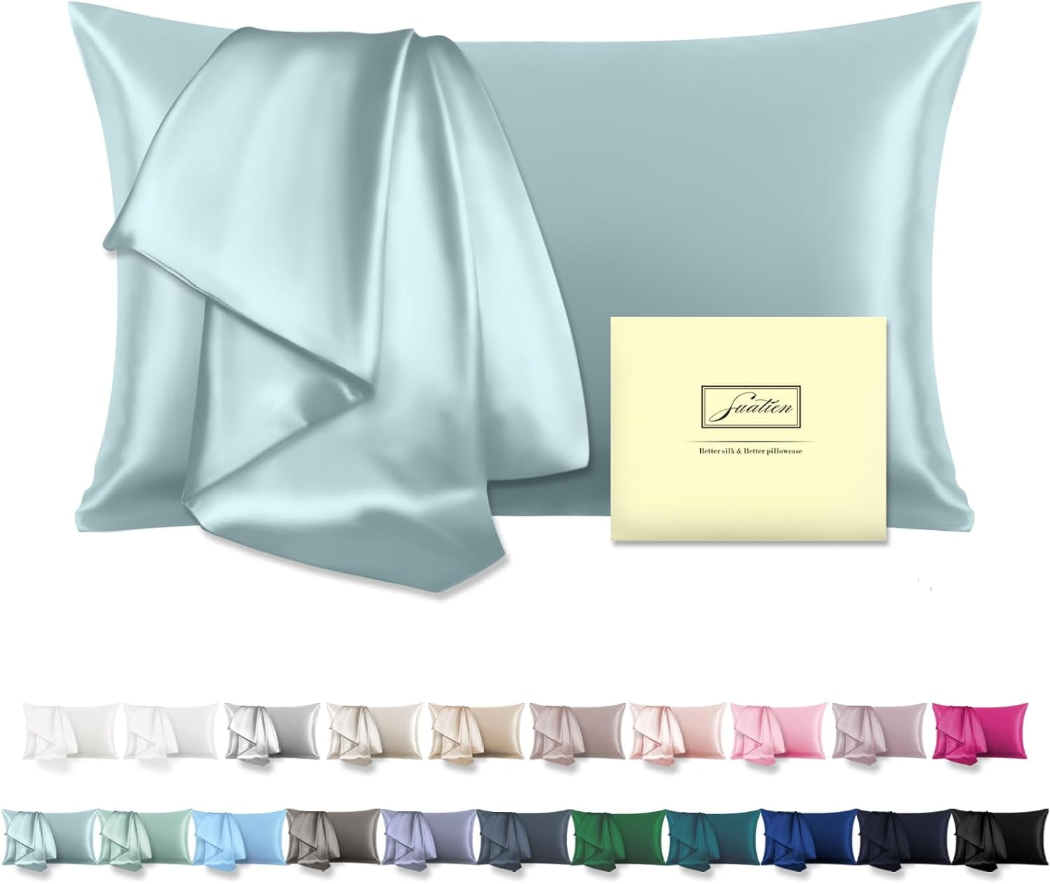 Mulberry Silk Pillowcase for Hair and Skin Standard Size 20"X 26" Pillow Case with Hidden Zipper Soft Breathable Smooth Cooling Covers Sleeping (Haze Blue,Standard,1Pcs)