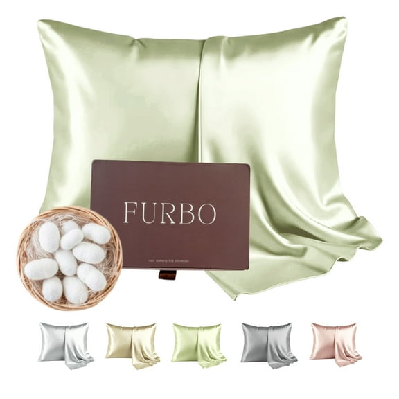 Mulberry Silk Pillowcase – King 20x36 Inch – 22 Momme Highest Grade Silk – Cooling for Hair & Skin – Breathable Anti-Frizz with Hidden Zipper – Soft Luxury Pillow Cover – Misty Green