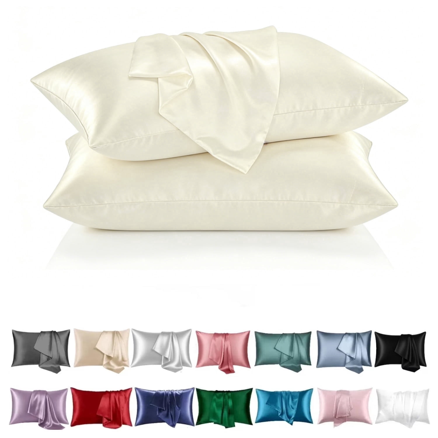 Mulberry Silk Pillowcase King for Hair and Skin Made in Germany, 22 Momme Pure Silk, Anti Acne Pillow Cases with Zipper, 6A Grade Organic Silk, Hypoallergenic, Anti Wrinkle, 2 Pcs 20"x36", King