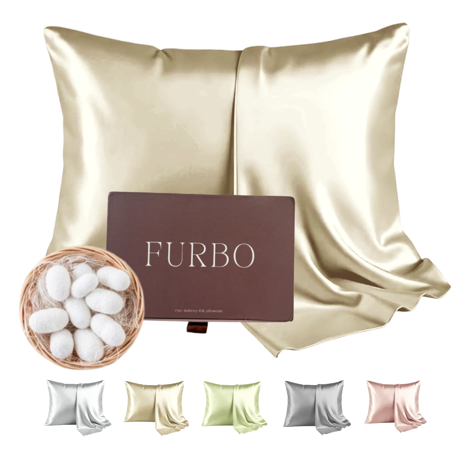 Mulberry Silk Pillowcase – Standard 20x26 Inch – 22 Momme Highest Grade Silk – Cooling for Hair & Skin – Breathable Anti-Frizz with Hidden Zipper – Soft Luxury Pillow Cover – Golden Hour