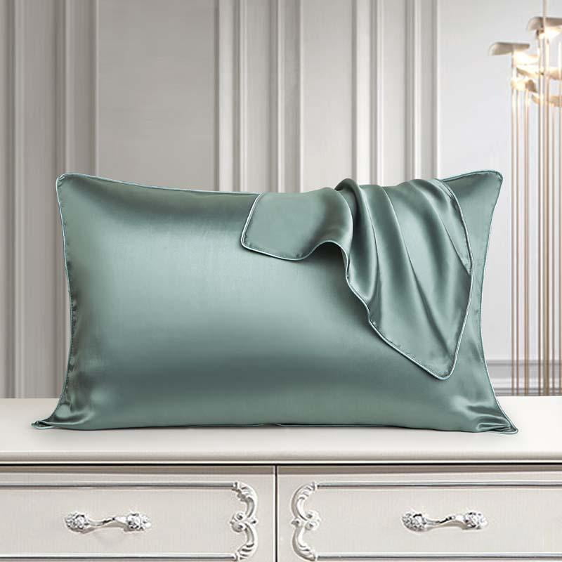 Mulberry Silk Pillowcases Standard, Health, Smooth, Anti Acne, Beauty Sleep,Natural Silk Satin Pillow Cases for Women 2 Pack, Emerald Green (48X74cm)